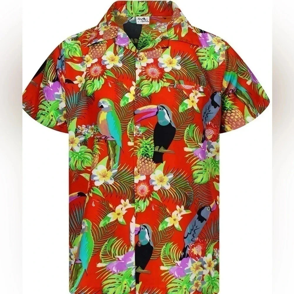 KING KAMEHA Hawaiian Shirt Funky Casual Button Down  Loud Short sleeve XL NWOT